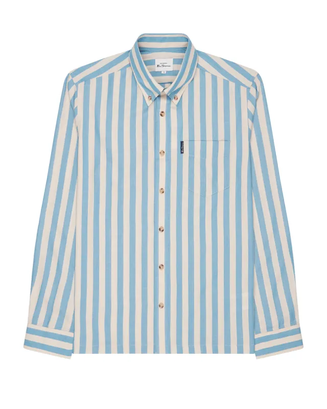 Long-Sleeve Candy-Stripe Shirt - Riviera Blue made by Ben Sherman