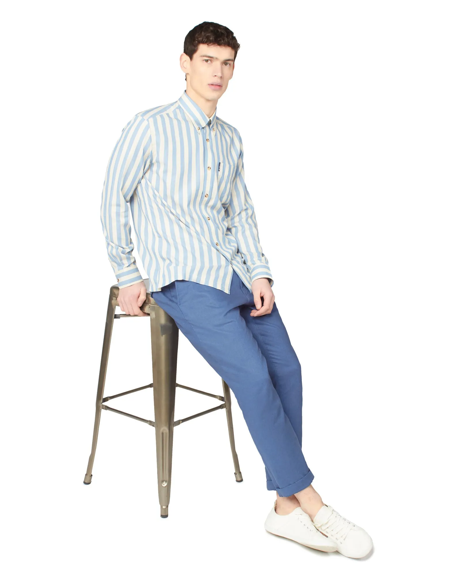 Long-Sleeve Candy-Stripe Shirt - Riviera Blue sold by Ben Sherman product image thumbnail 5