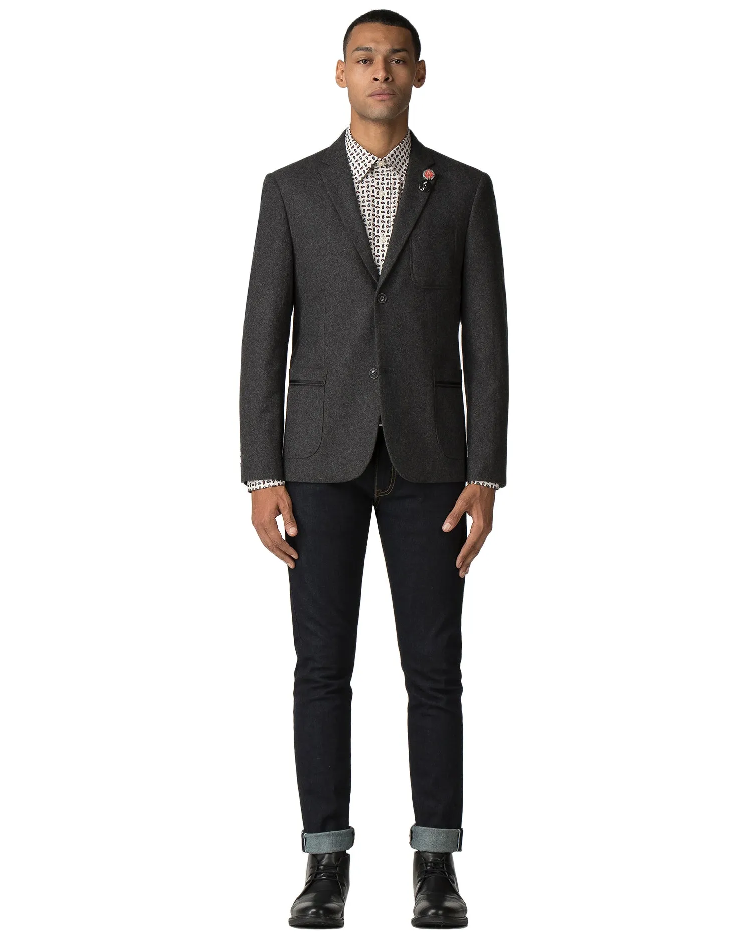 Tipped Flannel Blazer - Charcoal sold by Ben Sherman product image thumbnail 4