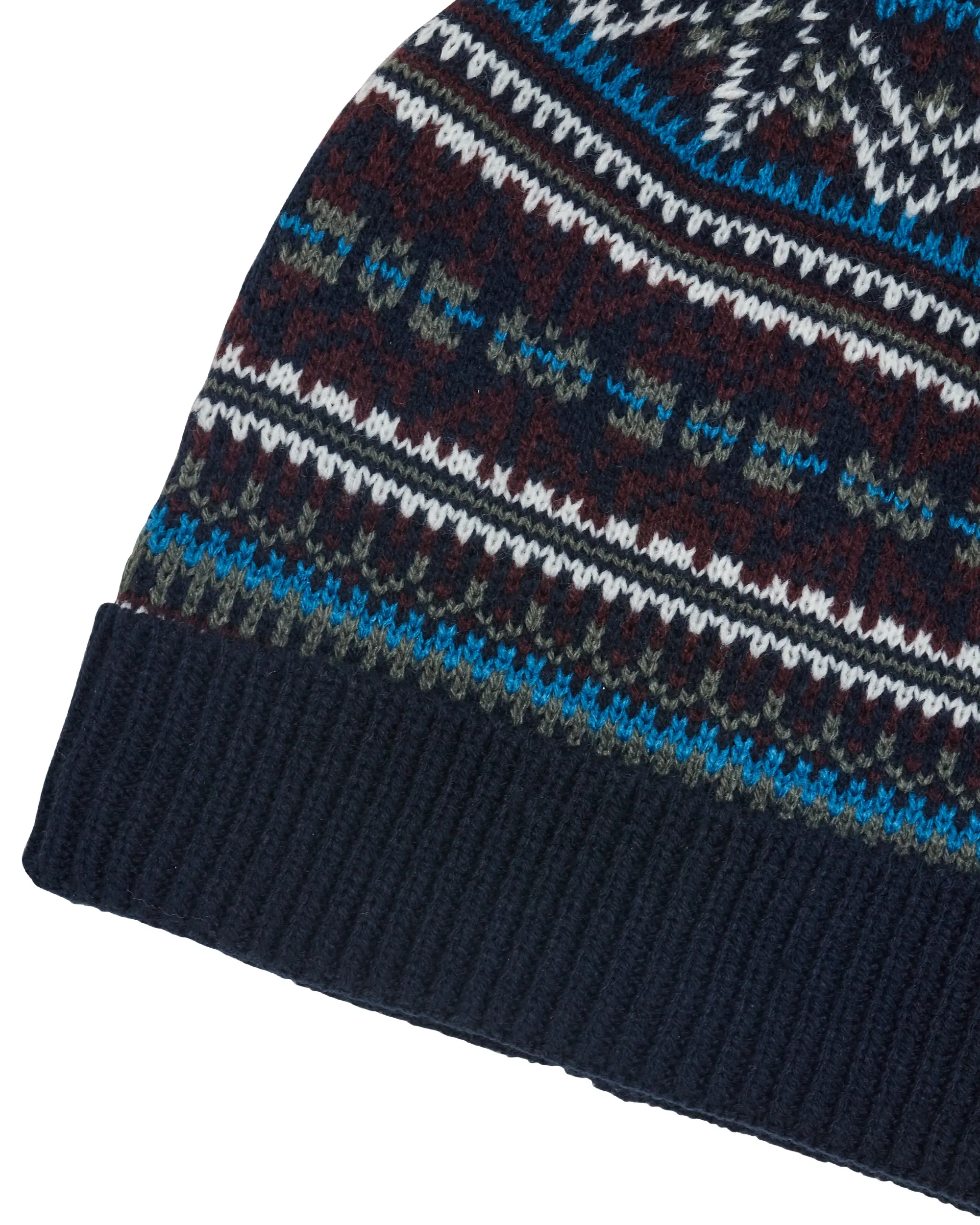 Fair Isle Knit Cuff Toque Beanie Hat - Navy Combo sold by Ben Sherman product image thumbnail 2