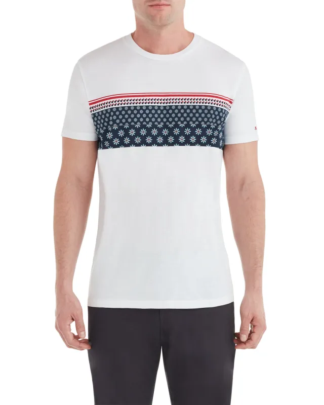 Floral Geo Placed Styled Tee - White sold by Ben Sherman