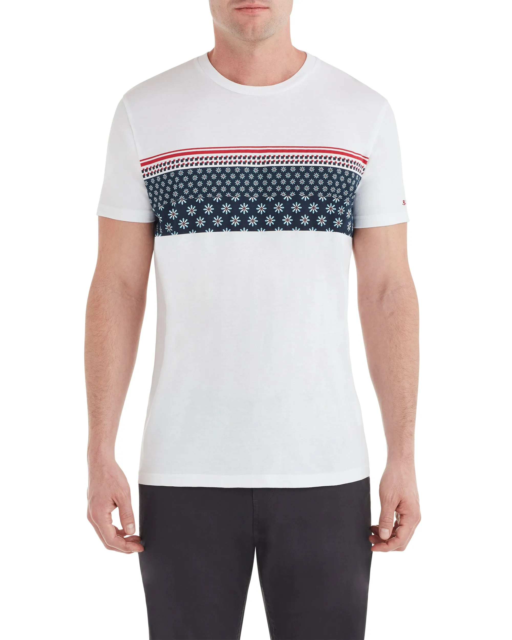Floral Geo Placed Styled Tee - White sold by Ben Sherman