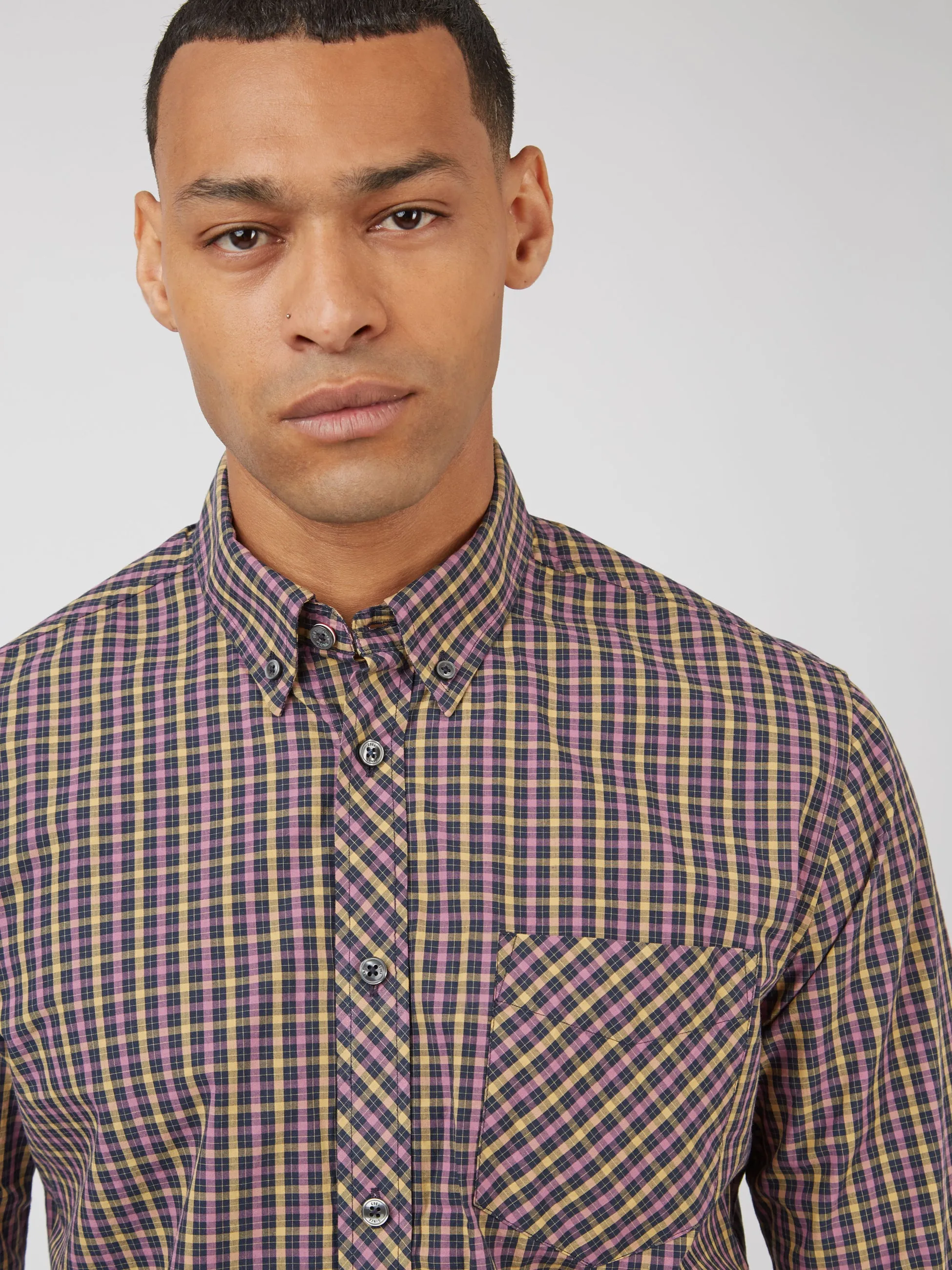 Signature Long-Sleeve House Check Shirt - Grape sold by Ben Sherman