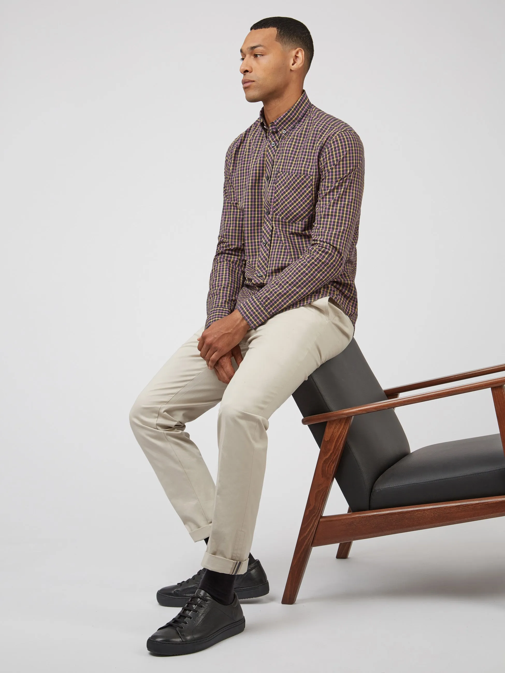 Signature Long-Sleeve House Check Shirt - Grape sold by Ben Sherman product image thumbnail 5