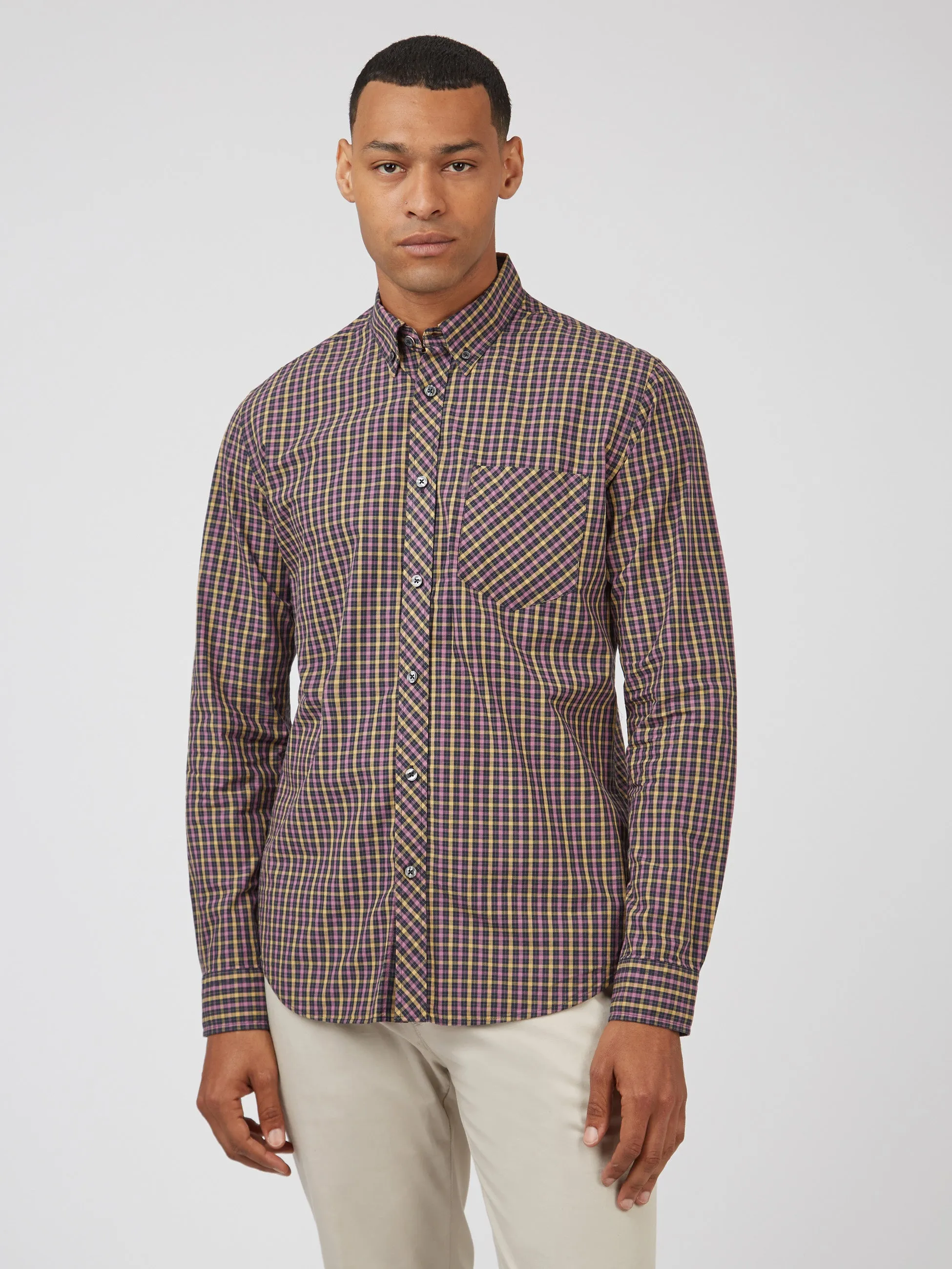 Signature Long-Sleeve House Check Shirt - Grape sold by Ben Sherman product image thumbnail 3