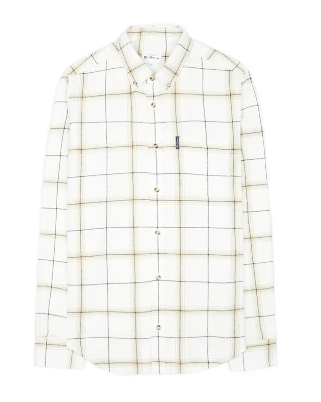 Oversized Herringbone Check Shirt - Ivory sold by Ben Sherman