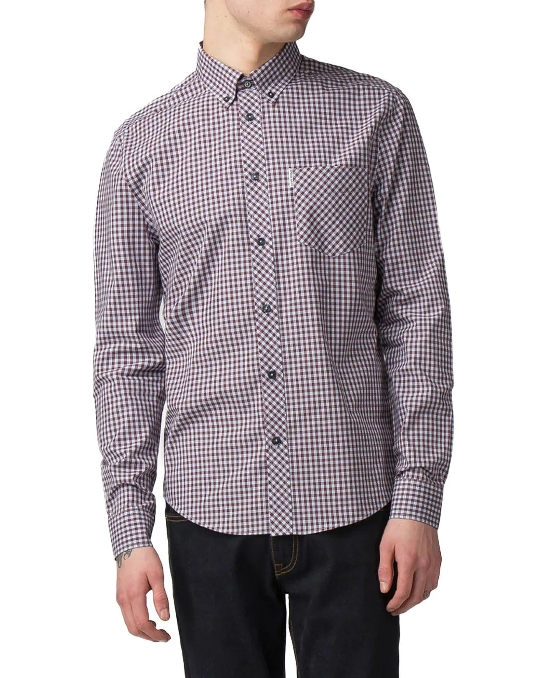 Long-Sleeve Gingham Shirt - Wine sold by Ben Sherman