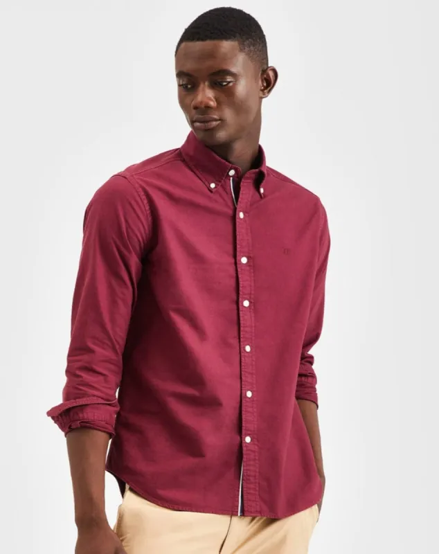 Beatnik Oxford Garment Dye Shirt - Burgundy sold by Ben Sherman