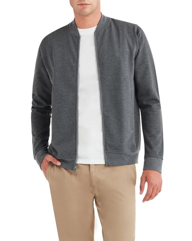 Herringbone Jaq Knit Bomber Jacket - Grey sold by Ben Sherman