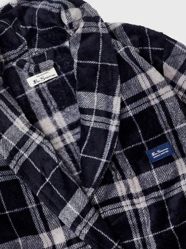 Black Check Fleece Knit Robe sold by Ben Sherman