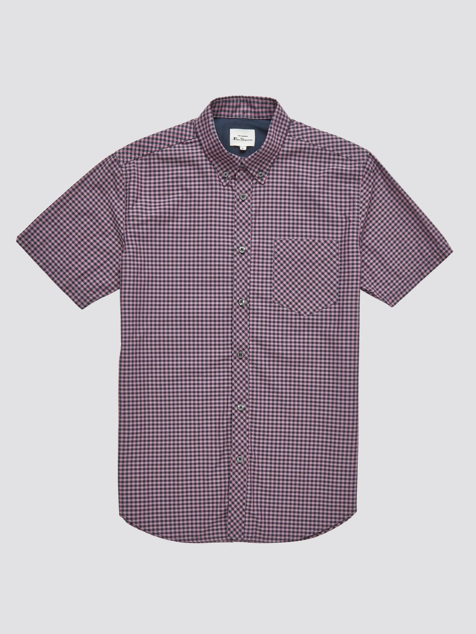 Signature Short-Sleeve Gingham Shirt - Violet sold by Ben Sherman