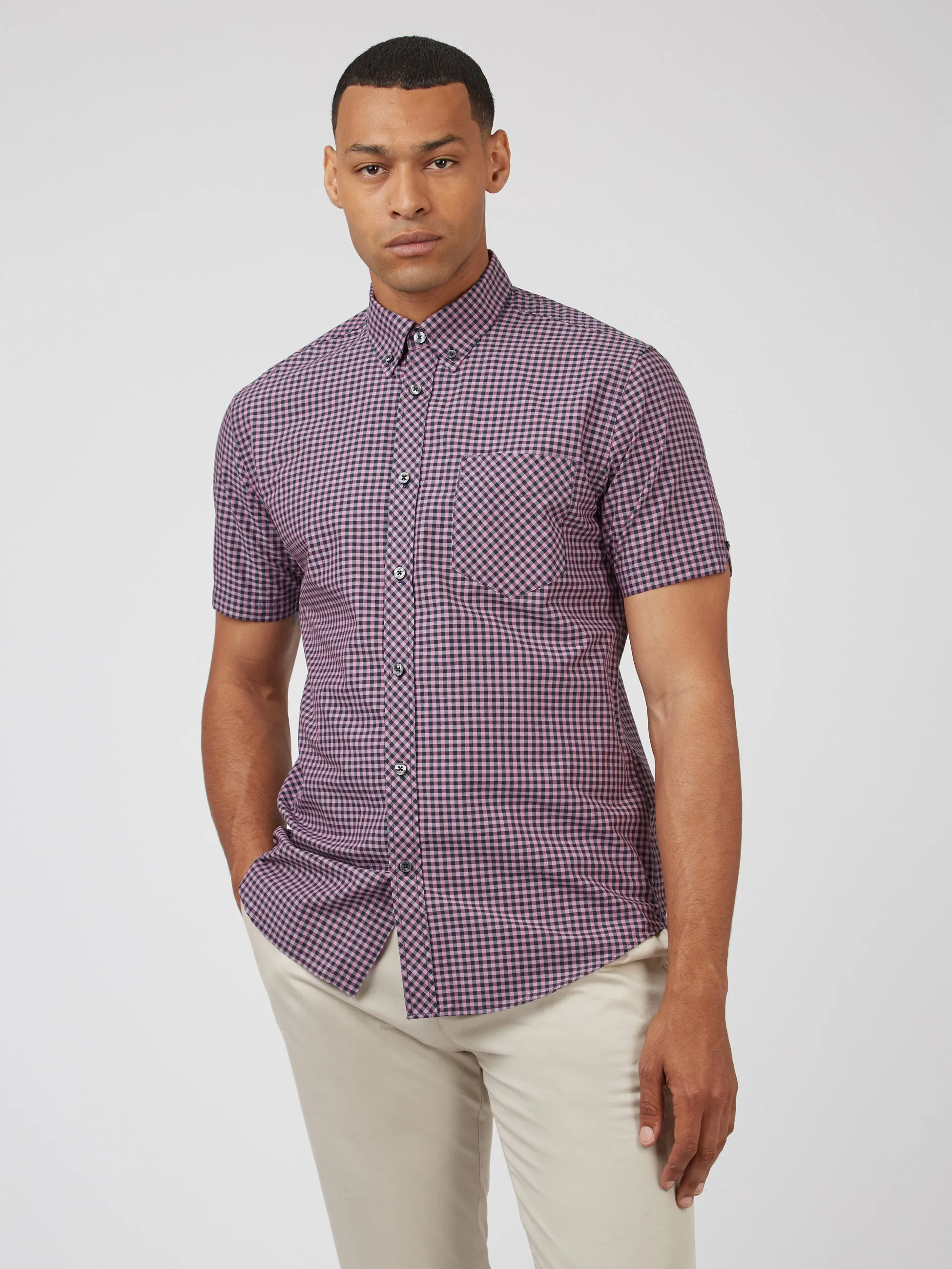 Signature Short-Sleeve Gingham Shirt - Violet sold by Ben Sherman product image thumbnail 2
