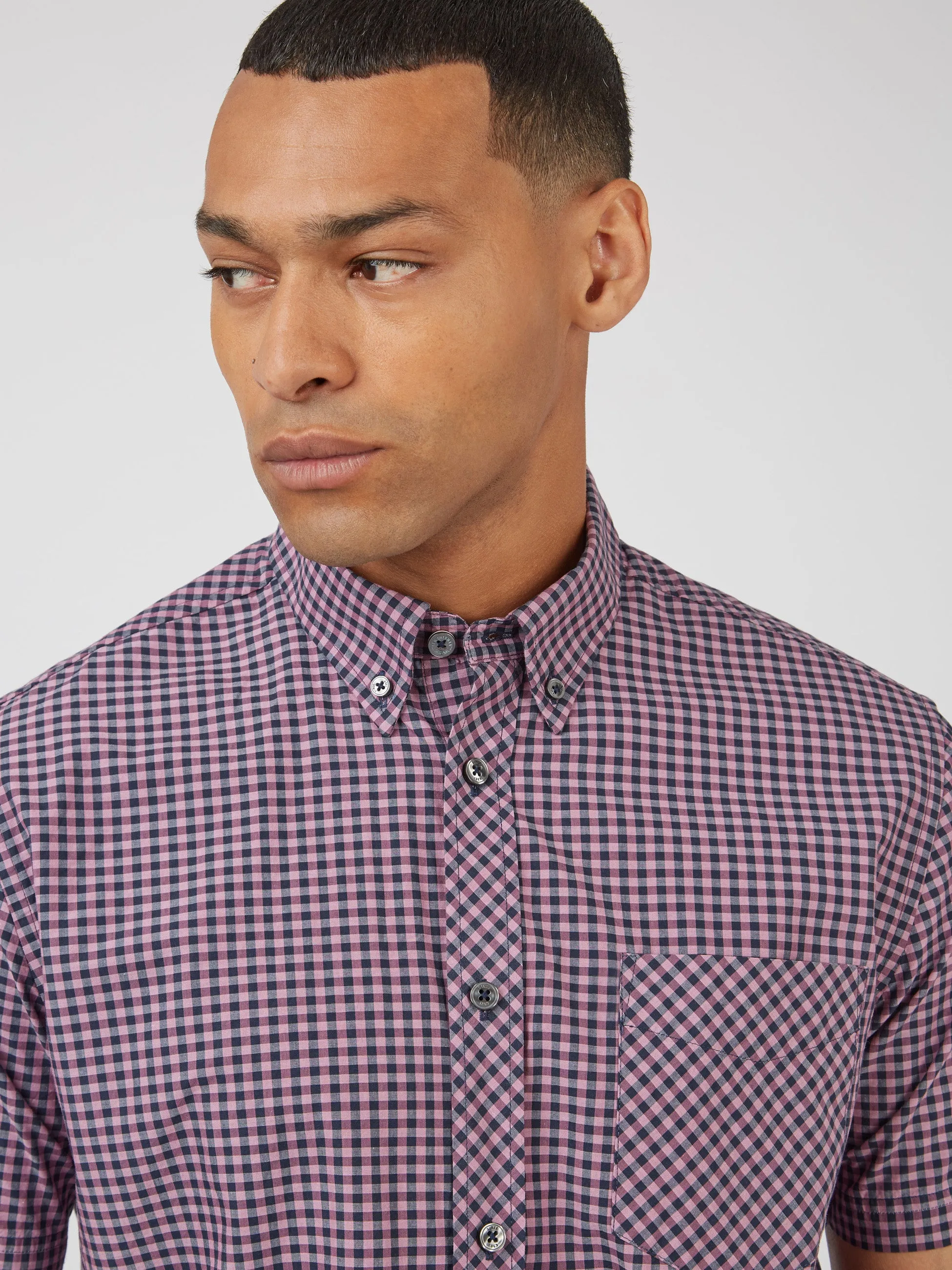Signature Short-Sleeve Gingham Shirt - Violet sold by Ben Sherman product image thumbnail 3