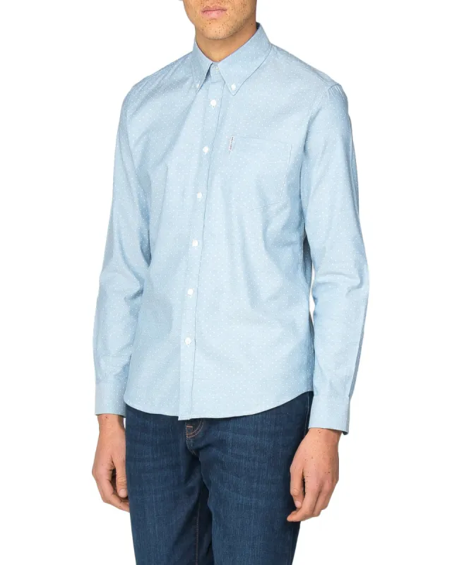 Long-Sleeve Polka Dot Oxford Shirt - Sky sold by Ben Sherman