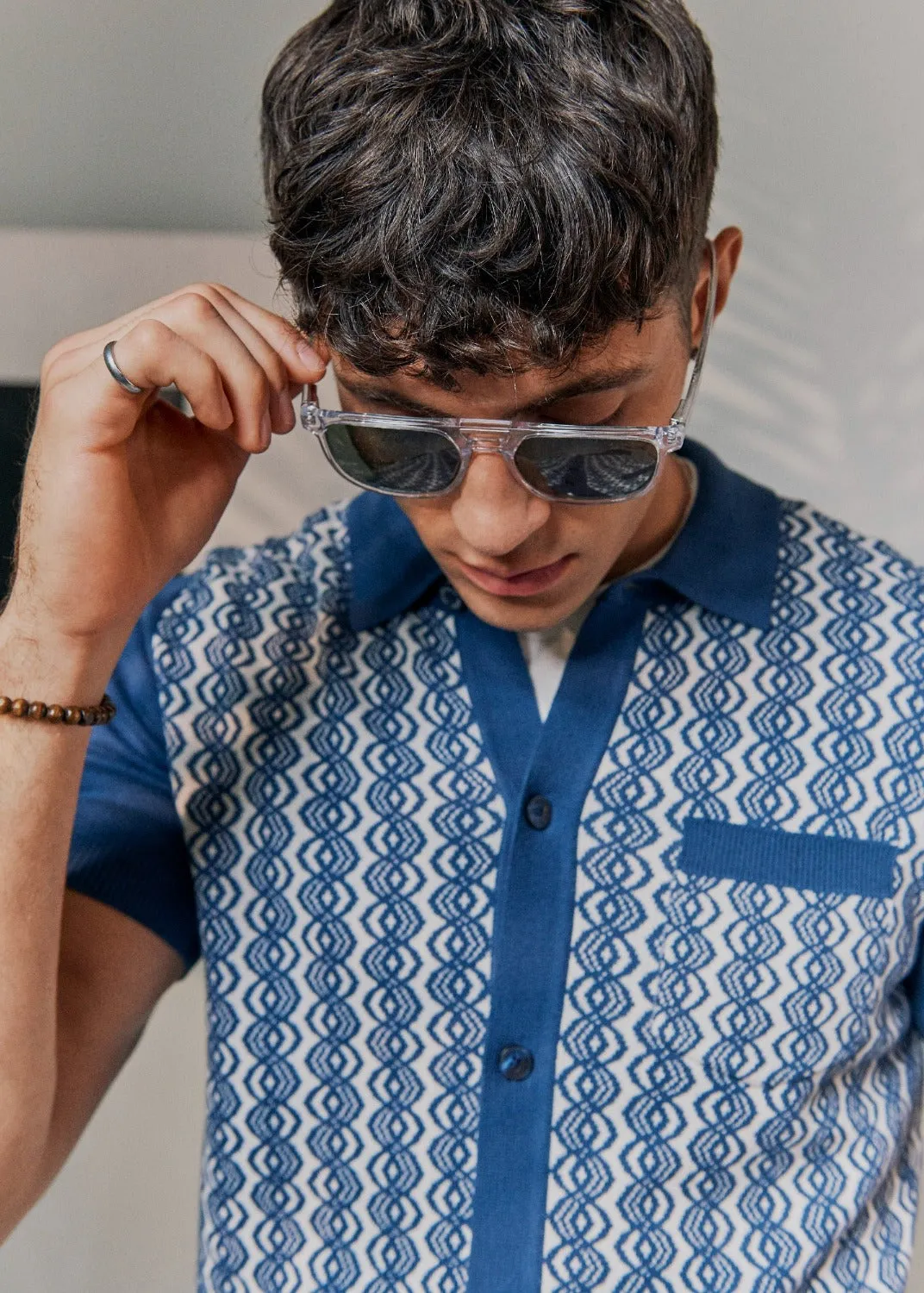 Geo Jacquard Knit Button-Down Polo sold by Ben Sherman product image thumbnail 2