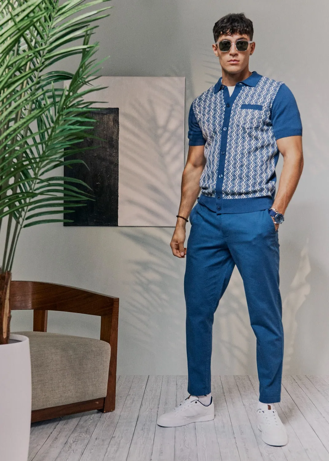 Geo Jacquard Knit Button-Down Polo sold by Ben Sherman product image thumbnail 3