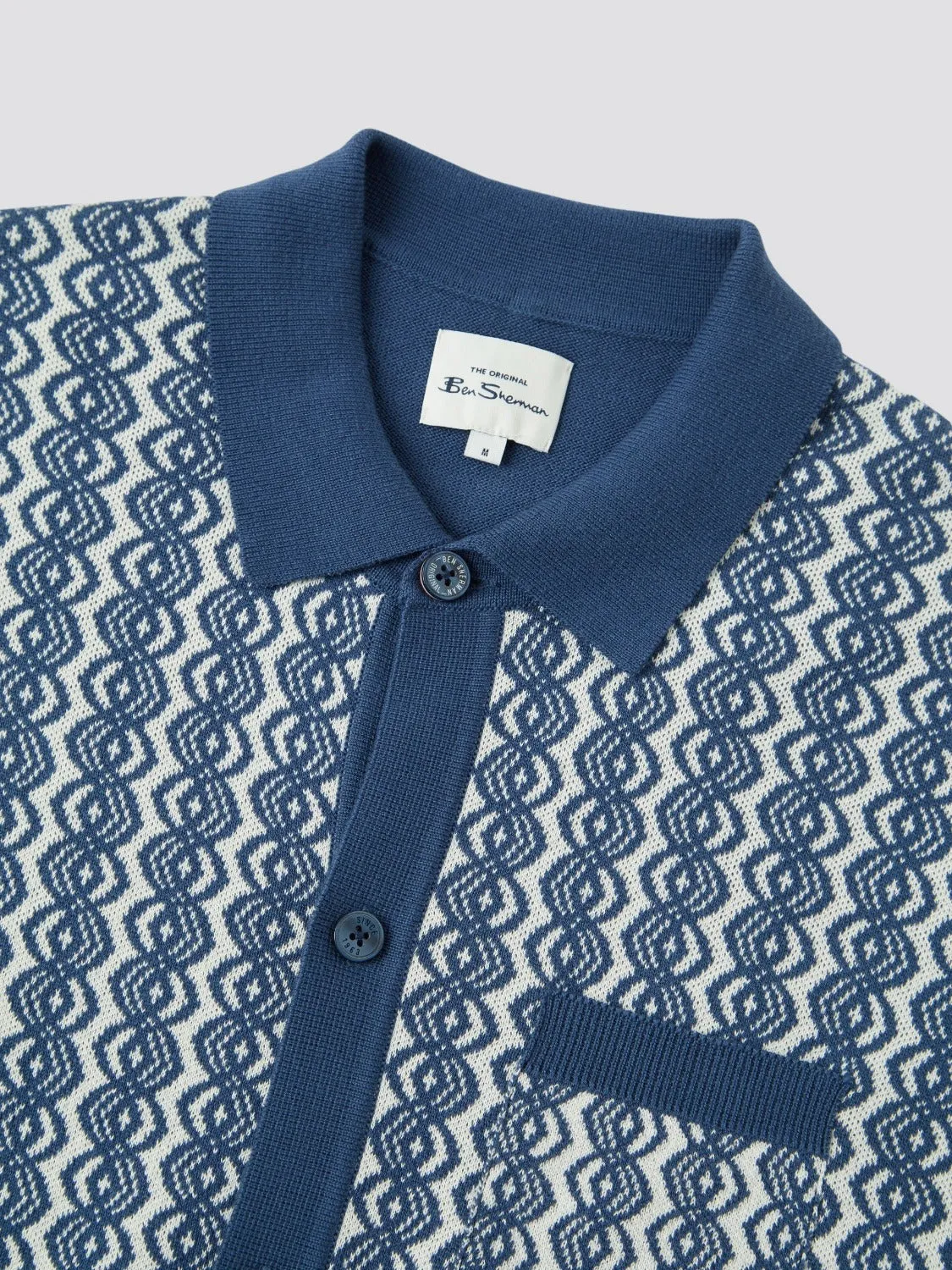 Geo Jacquard Knit Button-Down Polo sold by Ben Sherman product image thumbnail 4