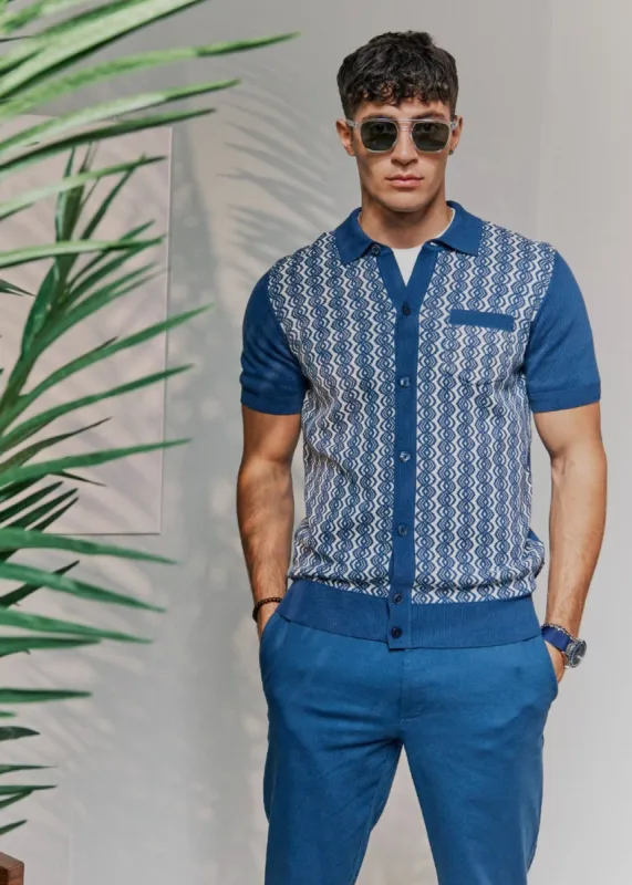 Geo Jacquard Knit Button-Down Polo sold by Ben Sherman