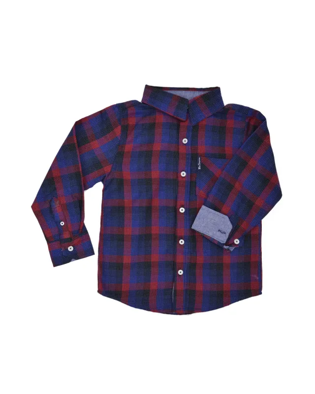 Boys' Black/Blue/Red Plaid Button-Down Shirt (Sizes 8-18) sold by Ben Sherman