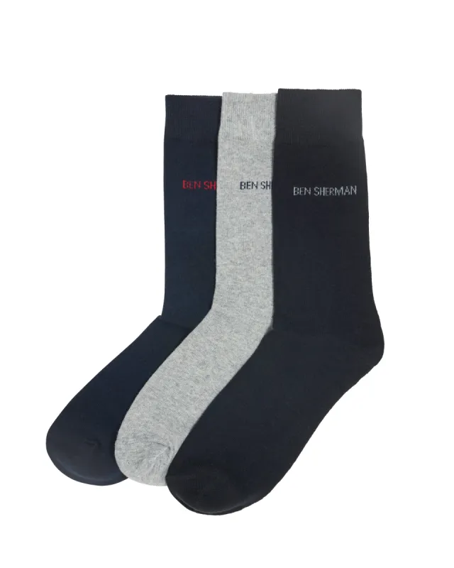 Hedgehunter Men's 3-Pack Socks - Navy/Grey/Black sold by Ben Sherman