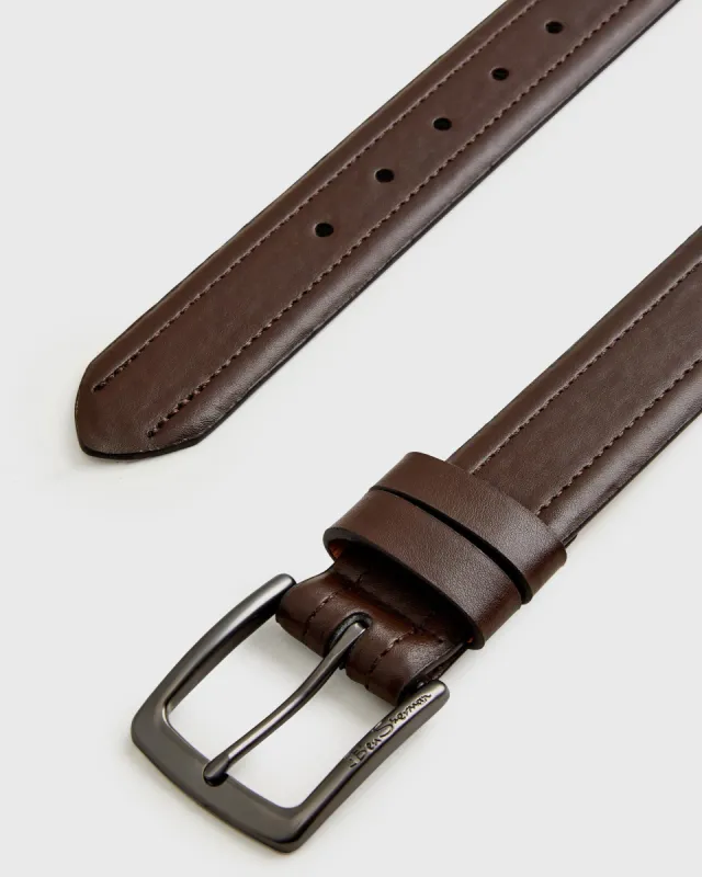 Men's Vegan Leather Belt - Brown made by Ben Sherman