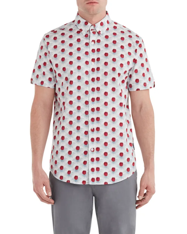Short-Sleeve Floral Check Print Shirt - Snow White sold by Ben Sherman