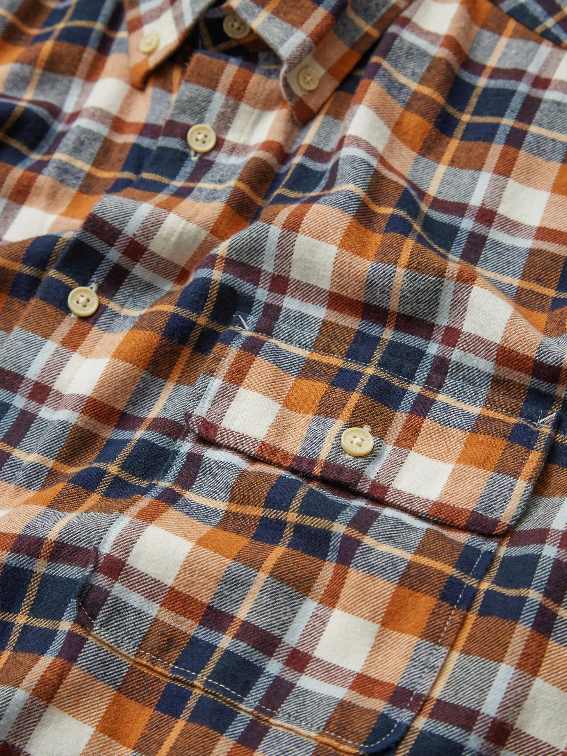 Brushed Plaid Check Long-Sleeve Shirt - Dark Orange sold by Ben Sherman