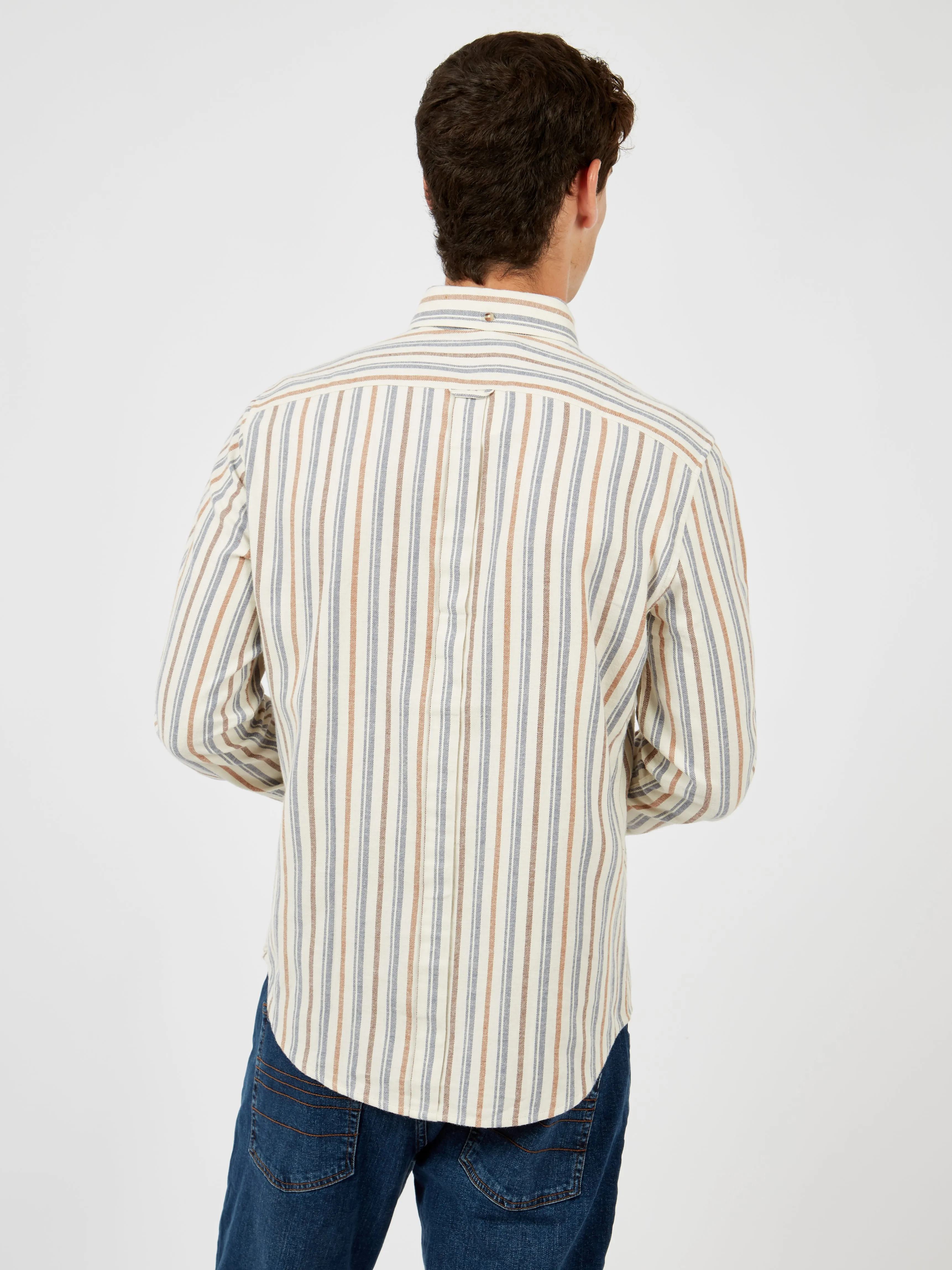 Long-Sleeve Brushed Vertical-Stripe Shirt - Ivory sold by Ben Sherman product image thumbnail 2