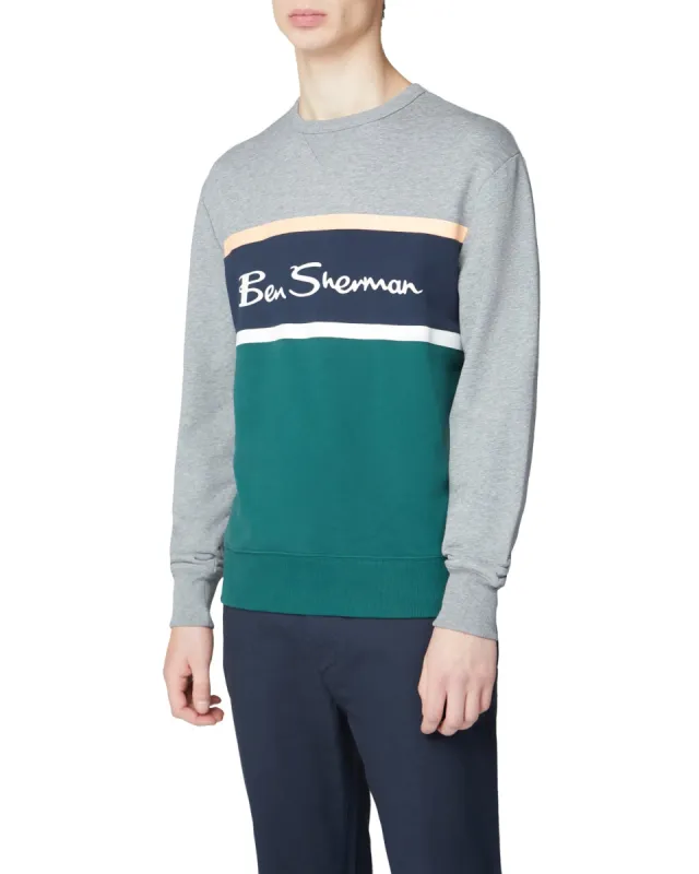 Color Blocked Logo Sweatshirt - Steel sold by Ben Sherman