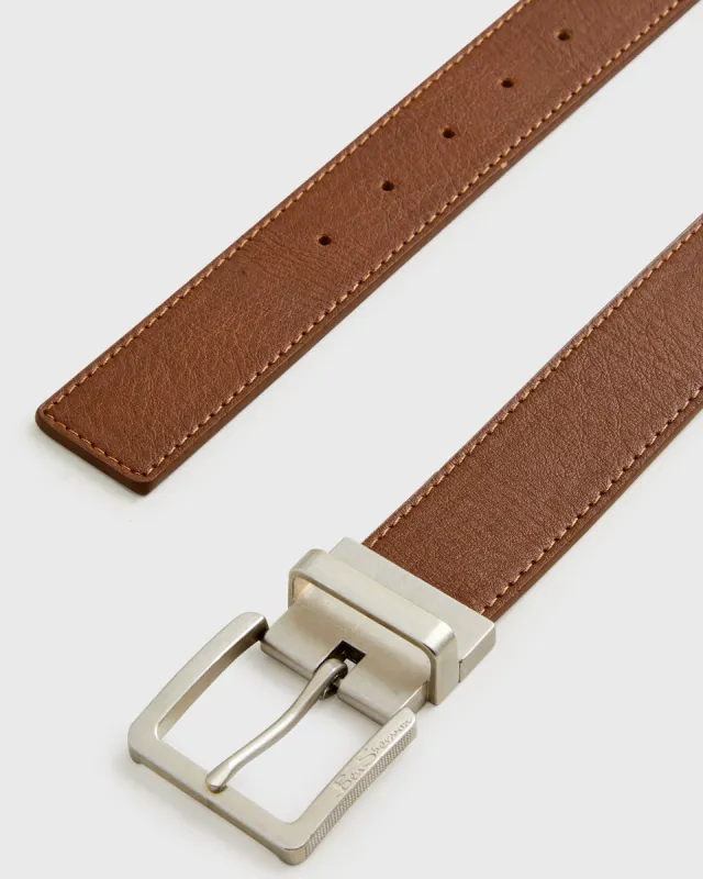 Men's Reversible Vegan Leather Belt - Brown/Black made by Ben Sherman