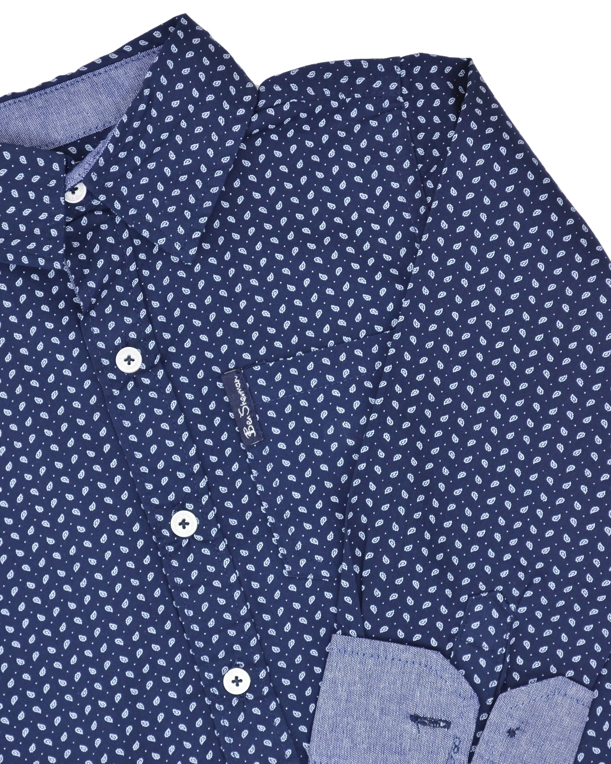 Boys' Navy Small Paisley Print Button-Down Shirt (Sizes 8-18) sold by Ben Sherman product image thumbnail 4