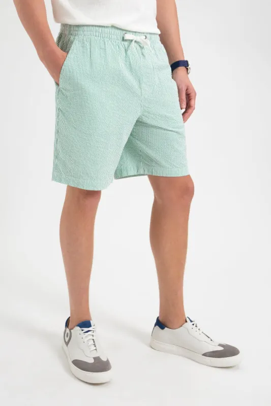 Seersucker Bengal Stripe Short - Green sold by Ben Sherman