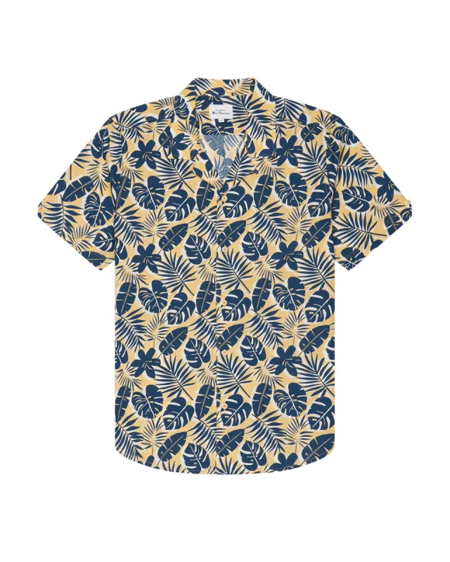 Short-Sleeve Botanical-Print Shirt - Pale Yellow sold by Ben Sherman