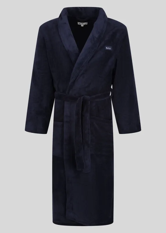 Randol Fleece Knit Robe - Navy sold by Ben Sherman