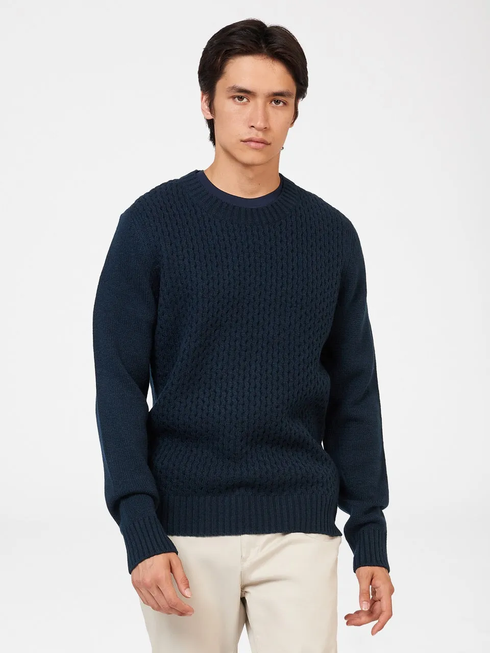 Aran Textured Knit Crewneck Sweater sold by Ben Sherman product image thumbnail 2