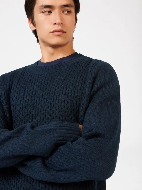 Aran Textured Knit Crewneck Sweater sold by Ben Sherman