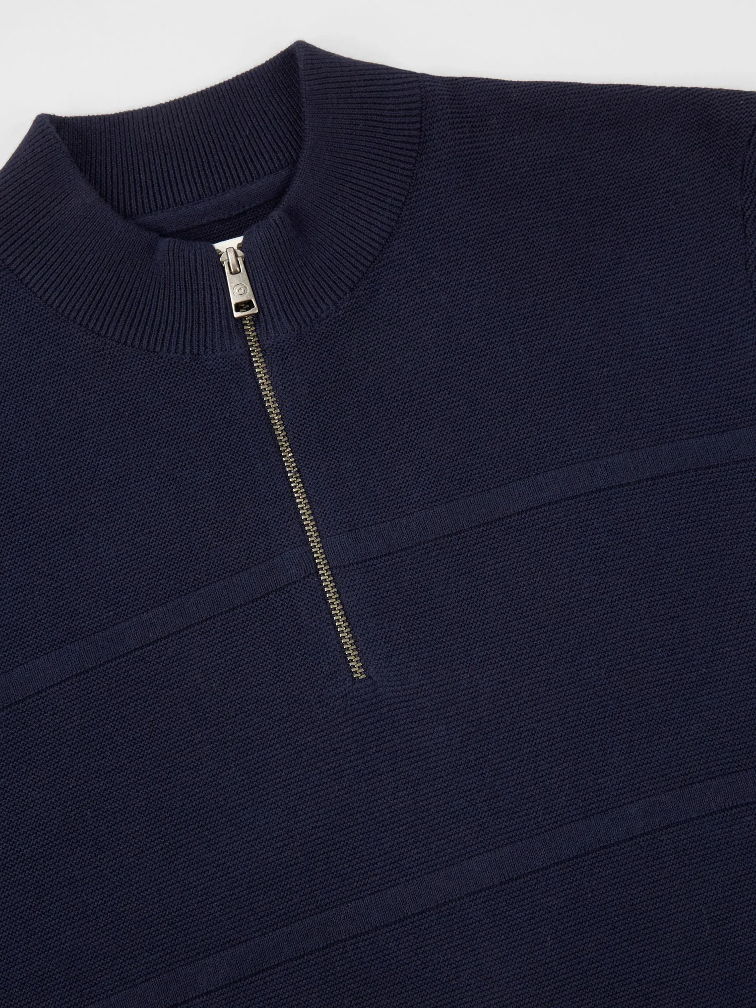 Textured Zip-Neck Knit Sweater - Marine sold by Ben Sherman product image thumbnail 4