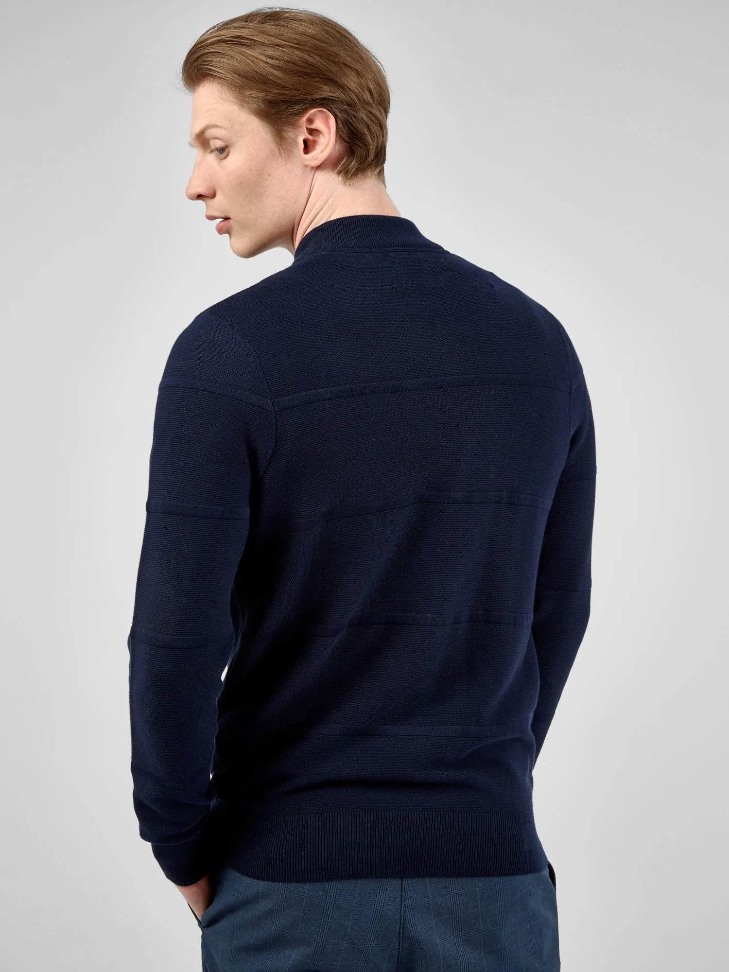 Textured Zip-Neck Knit Sweater - Marine sold by Ben Sherman product image thumbnail 2