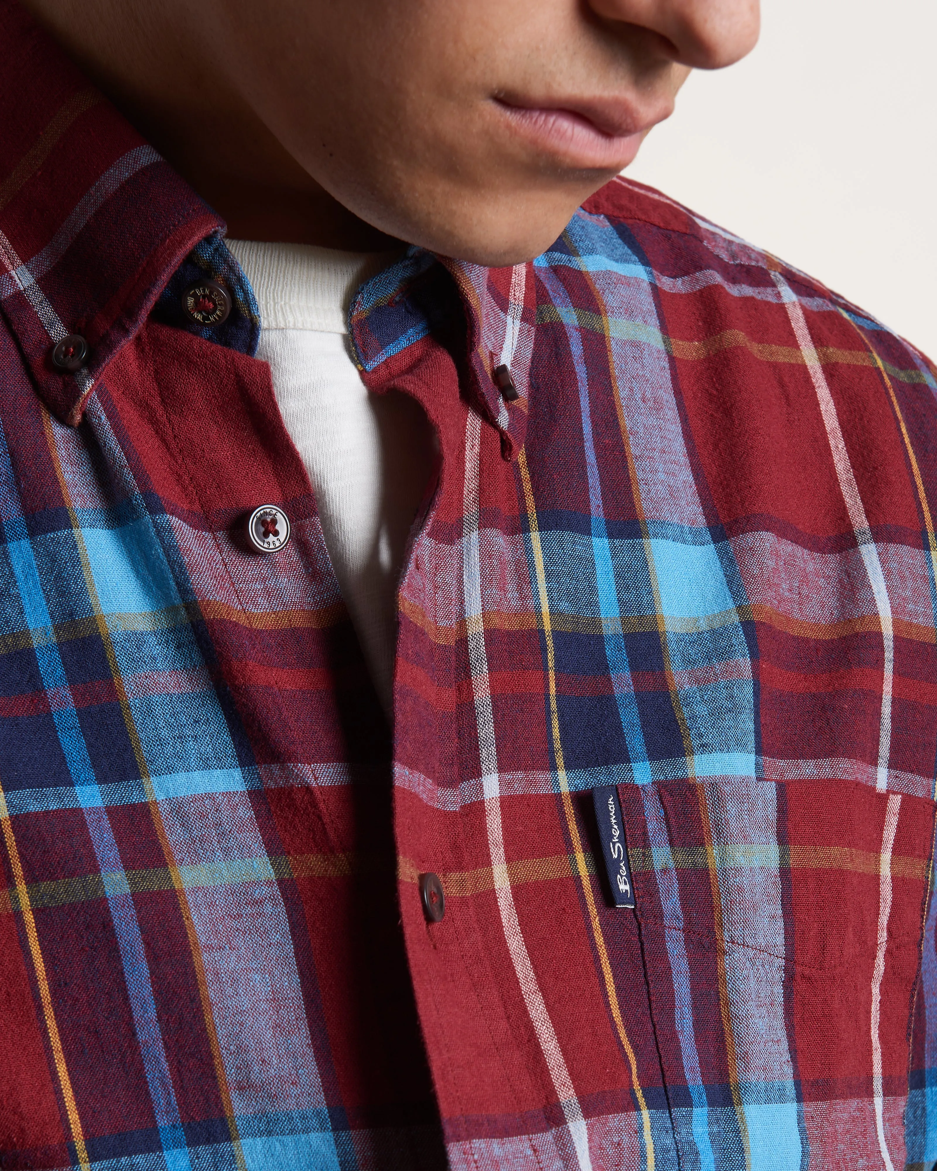 Madras Check Linen Blend Long-Sleeve Shirt sold by Ben Sherman product image thumbnail 5