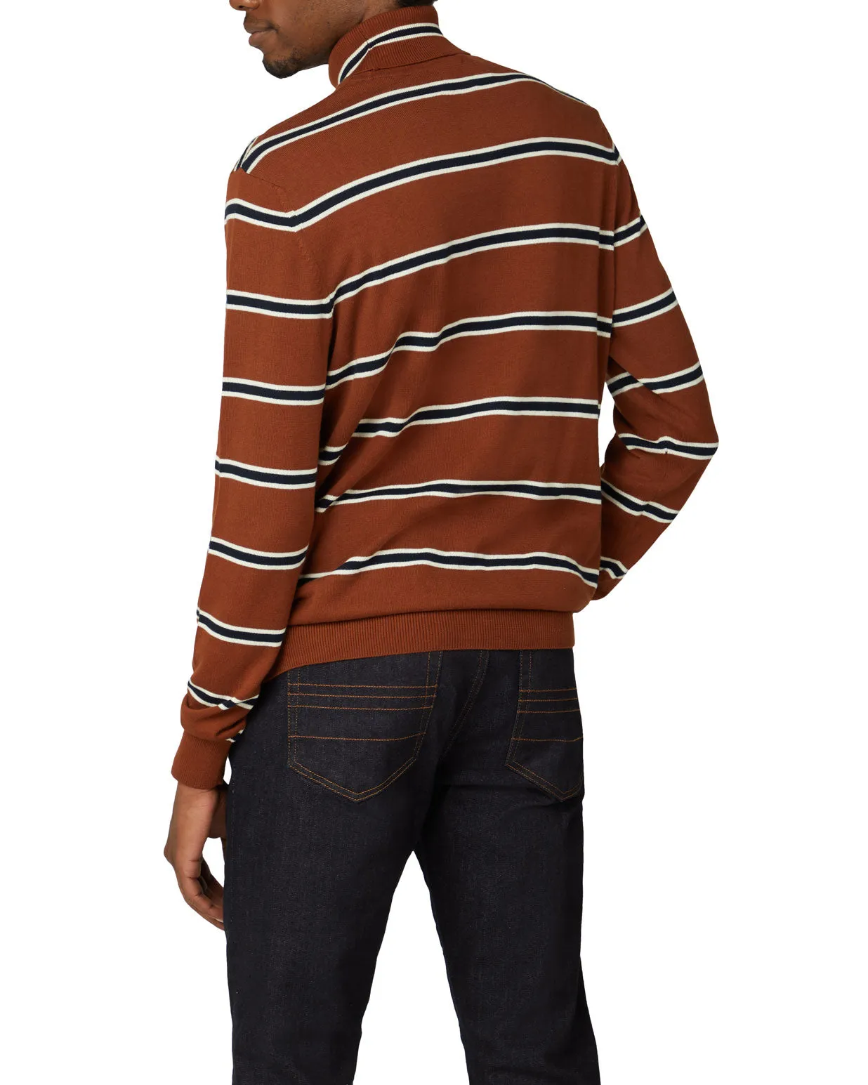 Stripe Roll Neck Sweater - Chestnut sold by Ben Sherman product image thumbnail 2
