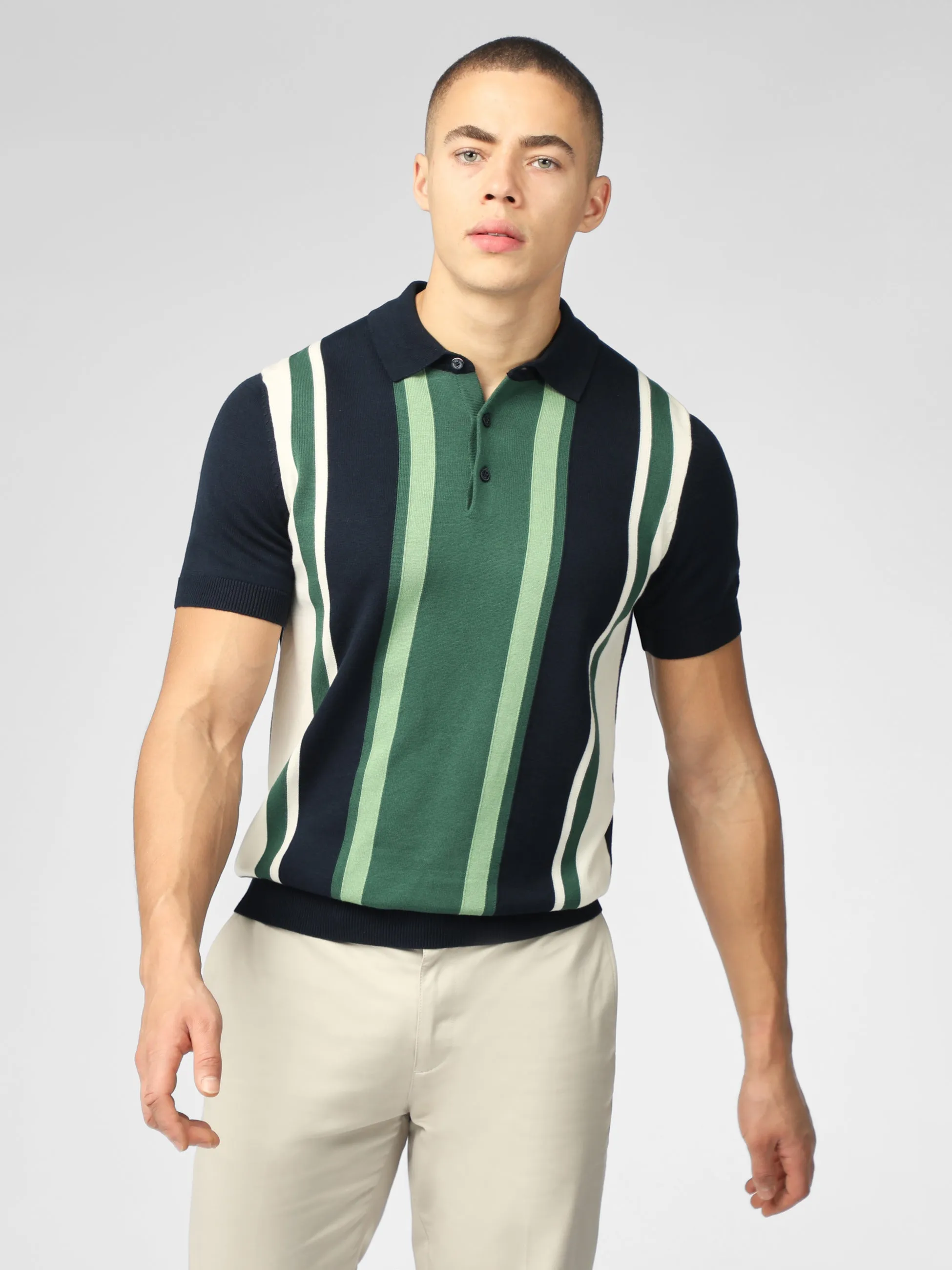 Signature Vertical Stripe Polo - Dark Navy sold by Ben Sherman