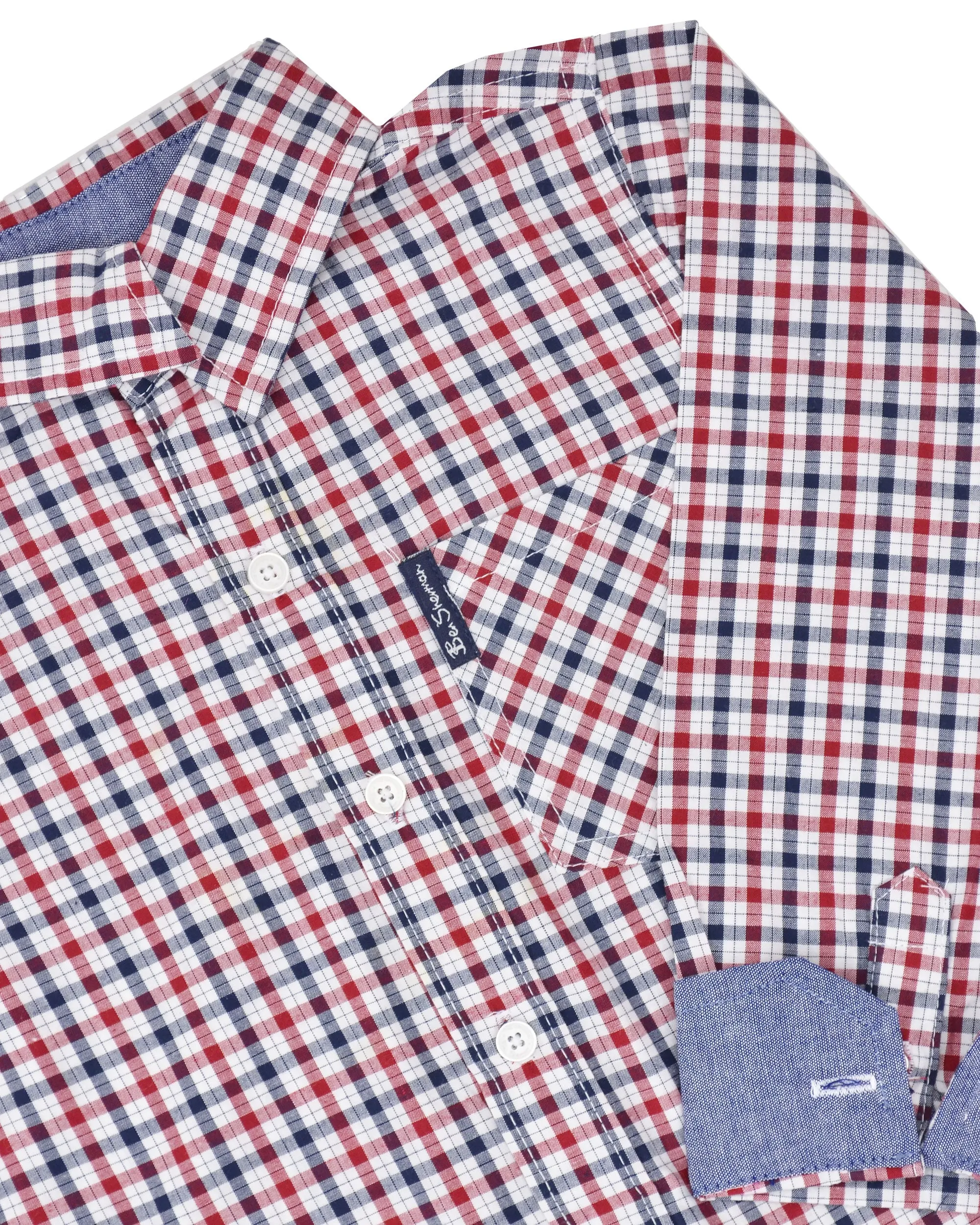Boys' Red & Blue Gingham Plaid Yarn Dyed Shirt (Sizes 8-18) sold by Ben Sherman product image thumbnail 4