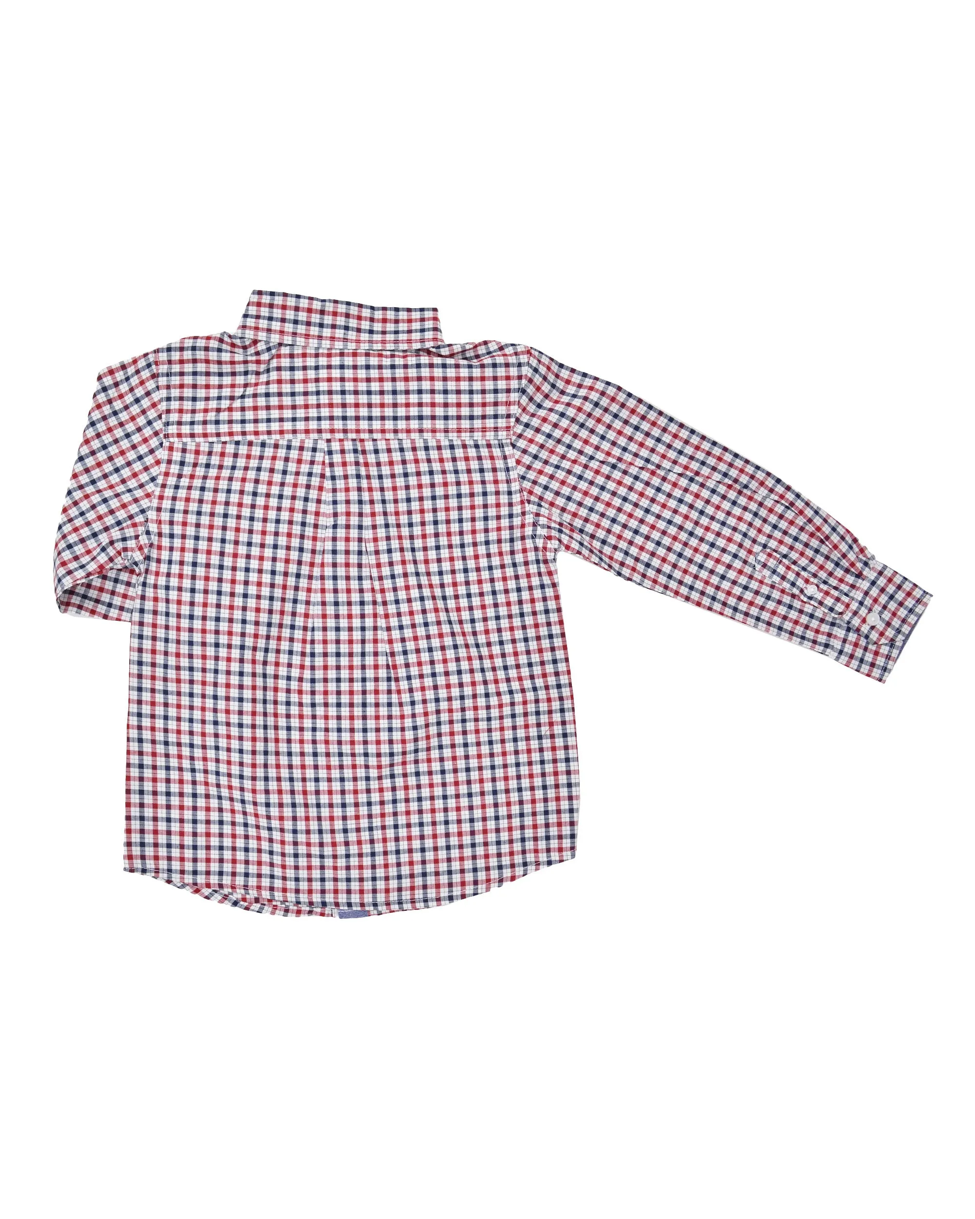 Boys' Red & Blue Gingham Plaid Yarn Dyed Shirt (Sizes 8-18) sold by Ben Sherman product image thumbnail 3