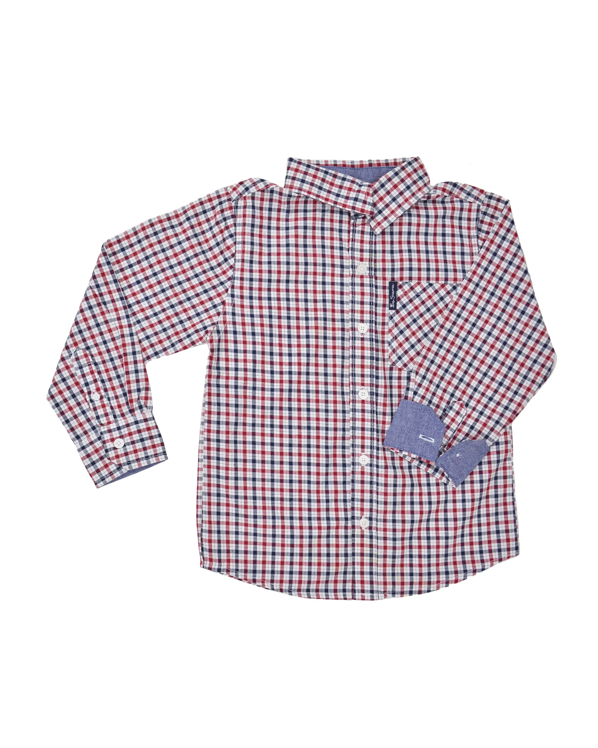 Boys' Red & Blue Gingham Plaid Yarn Dyed Shirt (Sizes 8-18) sold by Ben Sherman