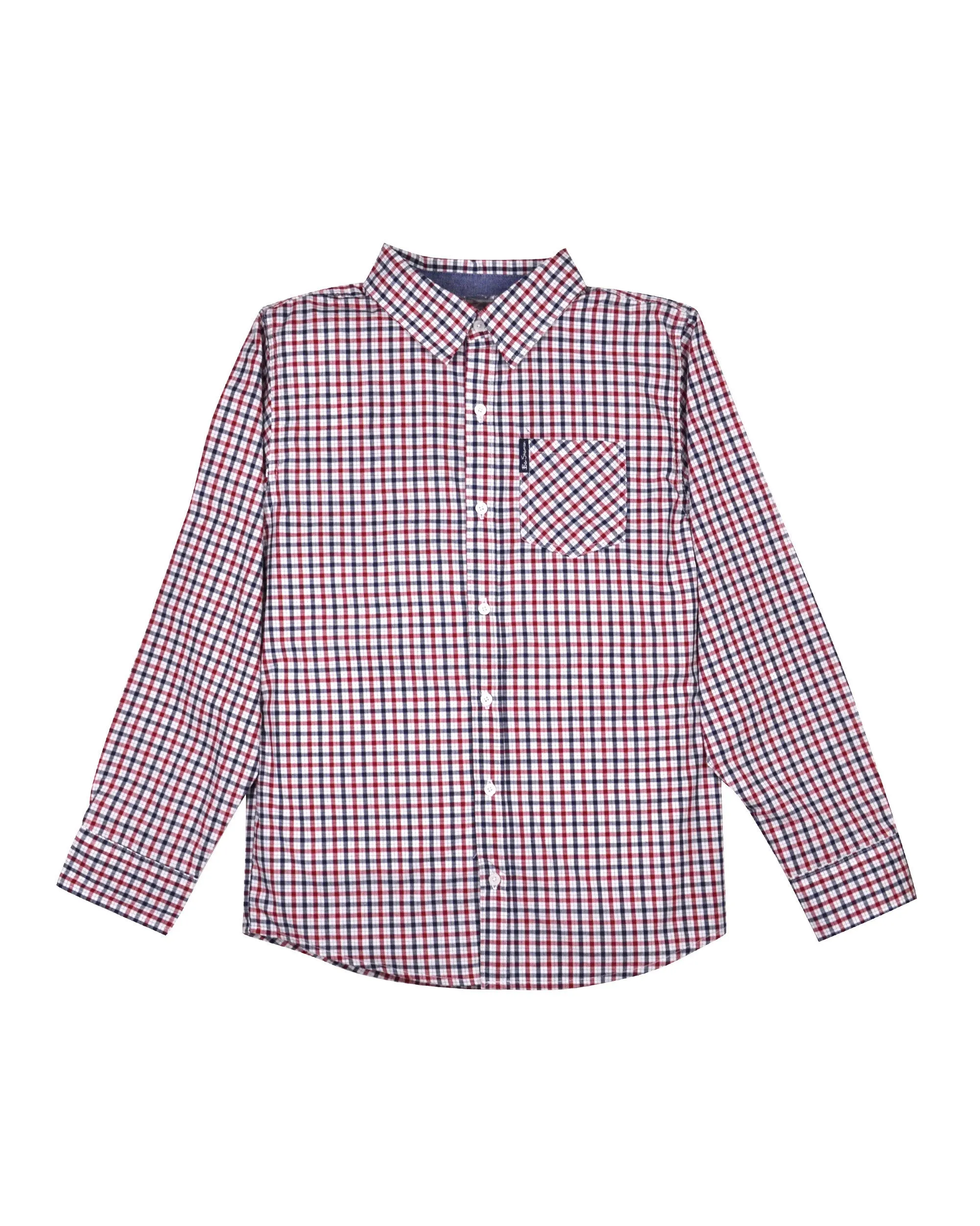 Boys' Red & Blue Gingham Plaid Yarn Dyed Shirt (Sizes 8-18) sold by Ben Sherman product image thumbnail 5