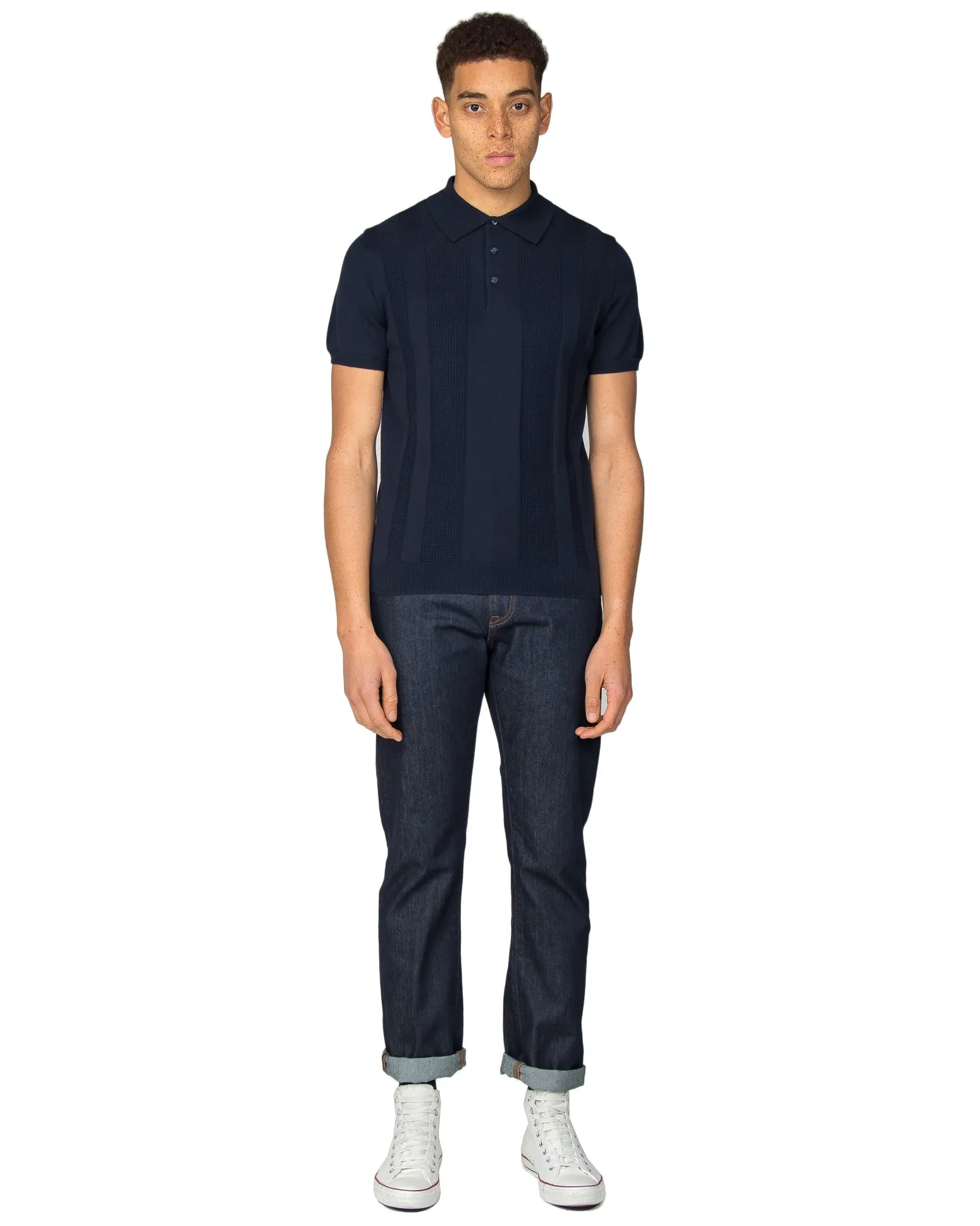 Textured Stripe Front Polo Shirt - Dark Navy sold by Ben Sherman product image thumbnail 3