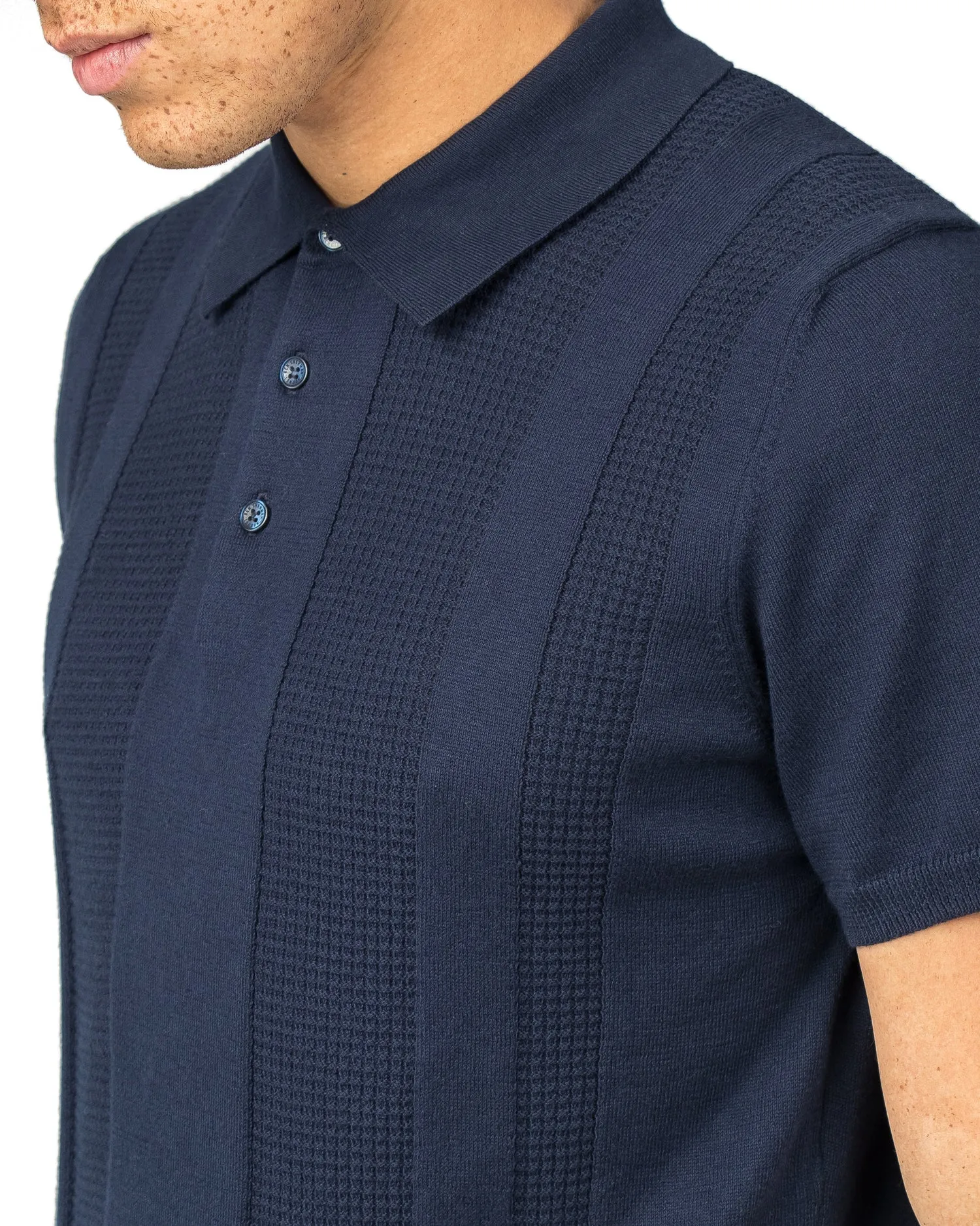 Textured Stripe Front Polo Shirt - Dark Navy sold by Ben Sherman product image thumbnail 2