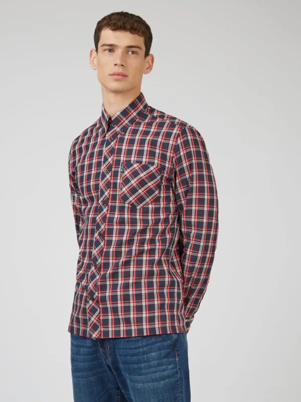Grid Check Long-Sleeve Shirt - Red sold by Ben Sherman
