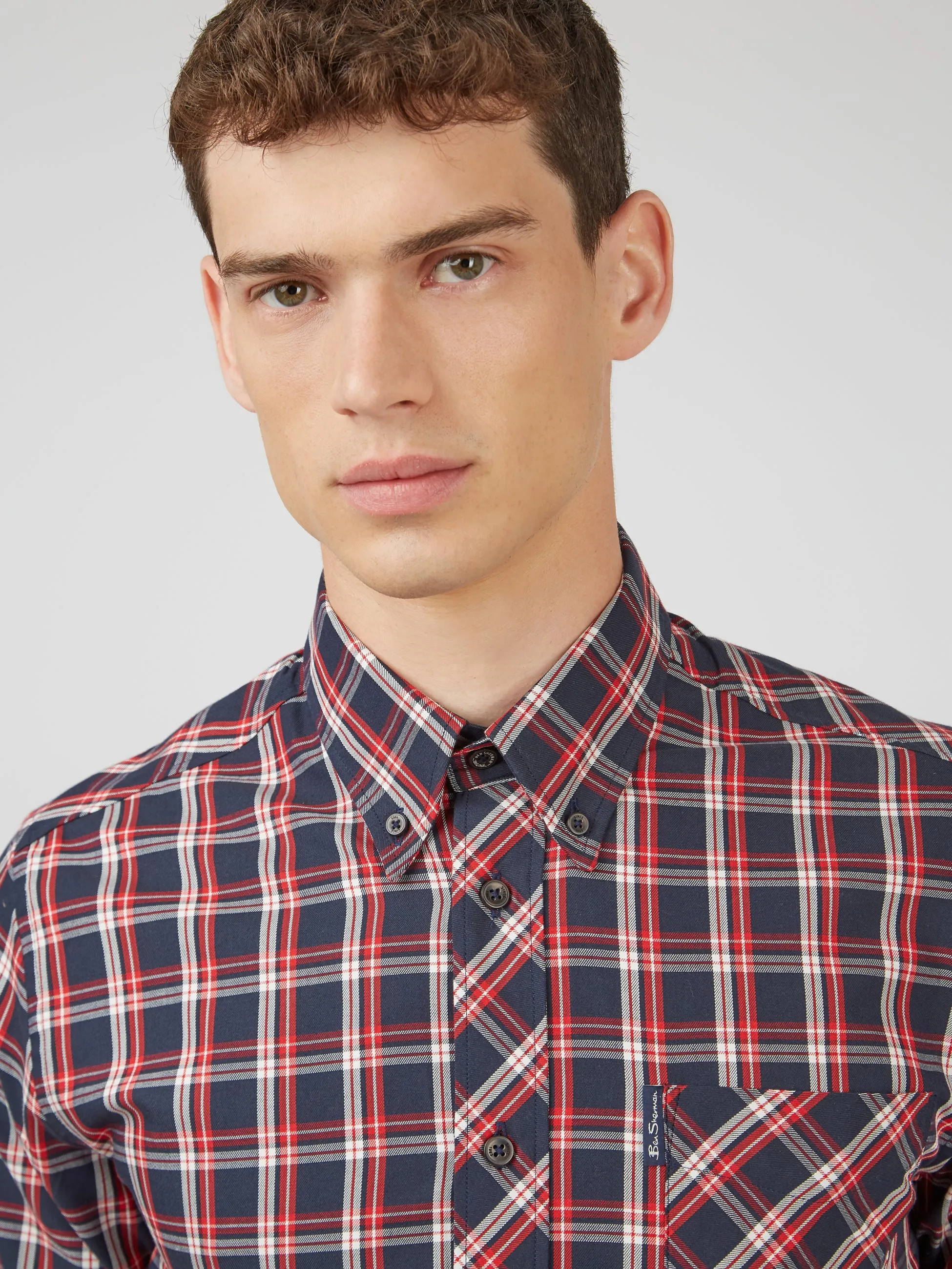 Grid Check Long-Sleeve Shirt - Red sold by Ben Sherman product image thumbnail 3