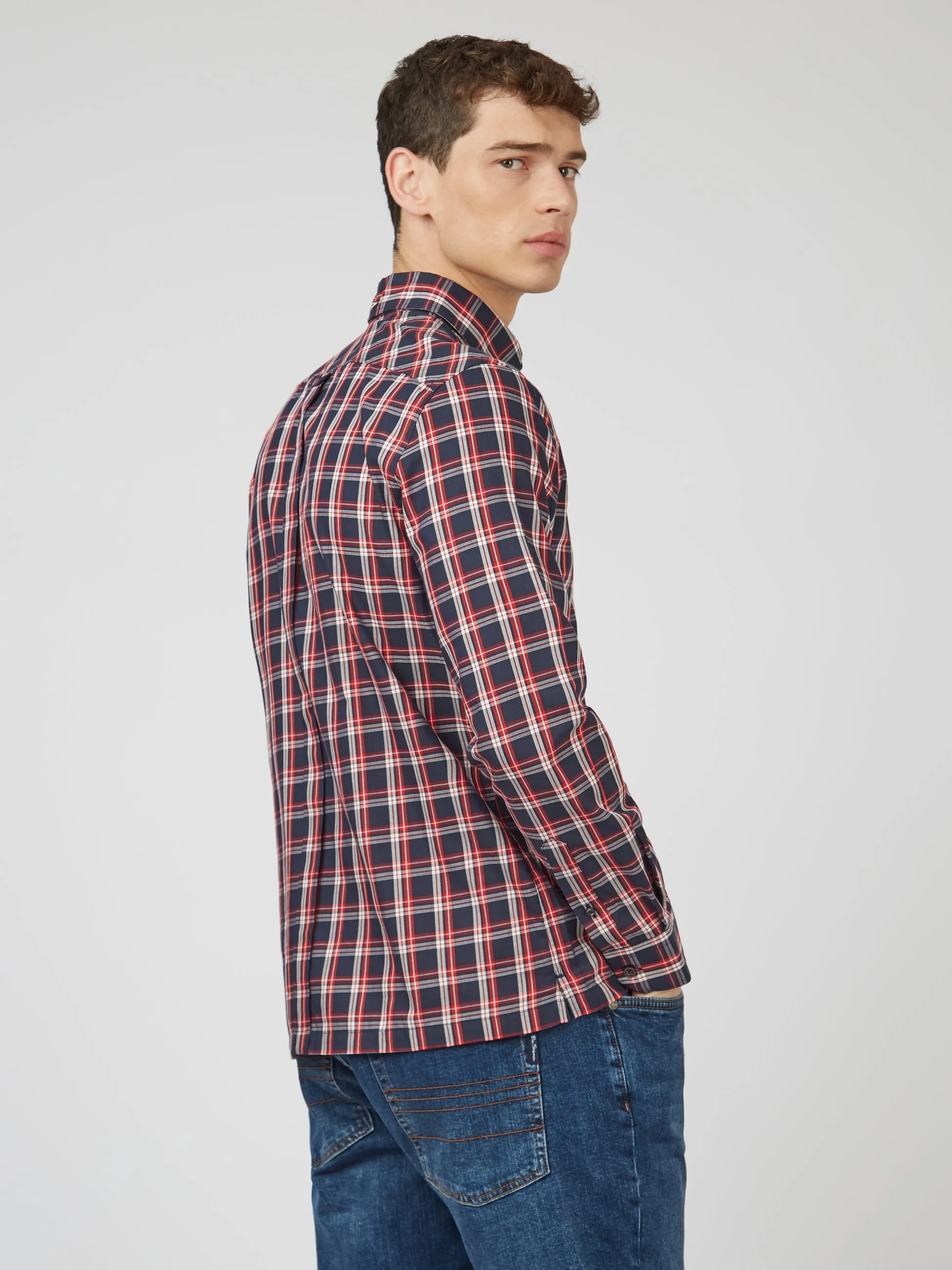 Grid Check Long-Sleeve Shirt - Red sold by Ben Sherman product image thumbnail 4